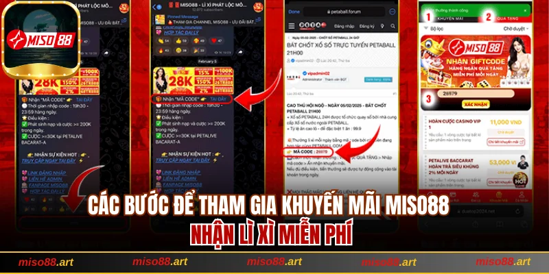 Khuyến Mãi Miso88 - Ưu Đãi Cực Lớn, Nhận Ngay Quà Mỏi Tay 2 Các bước để tham gia khuyến mãi Miso88 nhận lì xì miễn phí