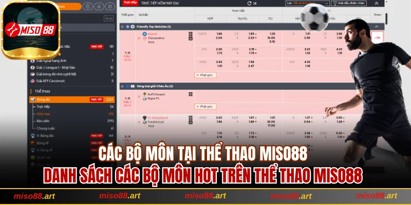 Thể Thao Miso88: Sảnh Cược Đỉnh Cao, Kèo Đa Dạng & Khuyến Mãi Hấp Dẫn 3 Danh sách các bộ môn hot trên thể thao Miso88